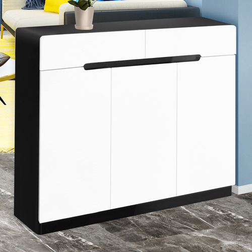 White Deanne 100cm Double Sided Shoe Cabinet